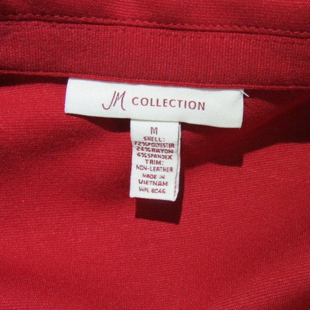 NWT JM Collection Red Knit Blazer Black Trim M - Picture 4 of 5